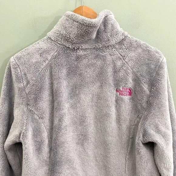 North Face Osito Fleece Jacket Full Zip Womens Medium Gray Pink Ribbon Gorpcore - Picture 4 of 11